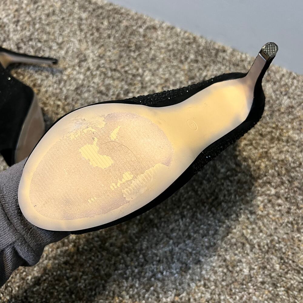 Lauren Lorraine Layla Black Suede Rhinestone Peep Toe Cowboy style Dress Boots - Picture 6 of 9